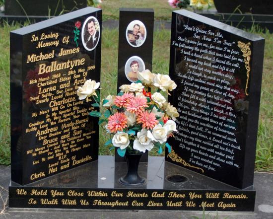 Headstone crafted from granite by Stoneworx - Memorials of Distinction in New Zealand.
