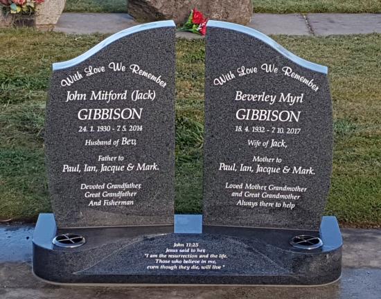 Headstone crafted from granite by Stoneworx - Memorials of Distinction in New Zealand.