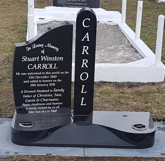 Companion memorial with other half yet to be installed crafted from granite by Stoneworx - Memorials of Distinction in New Zealand.