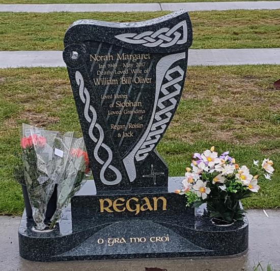Custom headstone with celtic knot designs crafted from granite by Stoneworx - Memorials of Distinction in New Zealand.