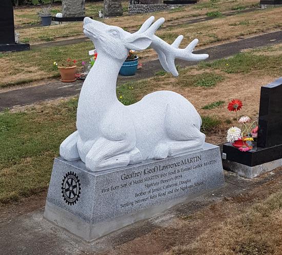 Custom headstone in the shape of a deer crafted from granite by Stoneworx - Memorials of Distinction in New Zealand.