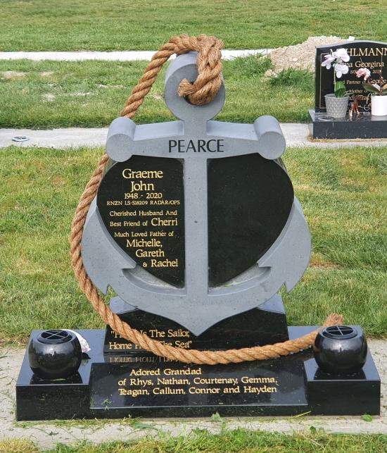 Custom anchor headstone crafted from granite by Stoneworx - Memorials of Distinction in New Zealand.