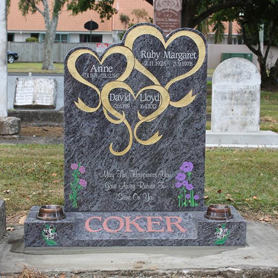 Headstone crafted from granite by Stoneworx - Memorials of Distinction in New Zealand.