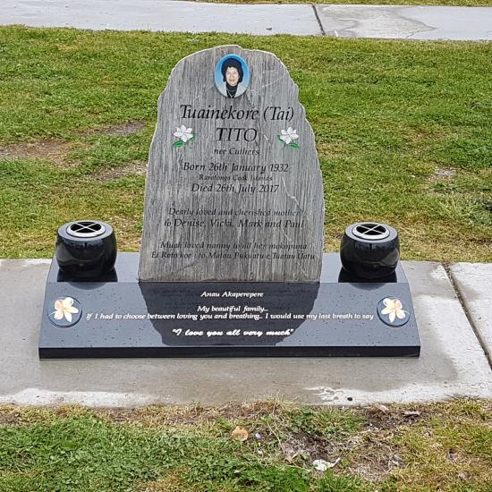 Headstone crafted from granite by Stoneworx - Memorials of Distinction in New Zealand.