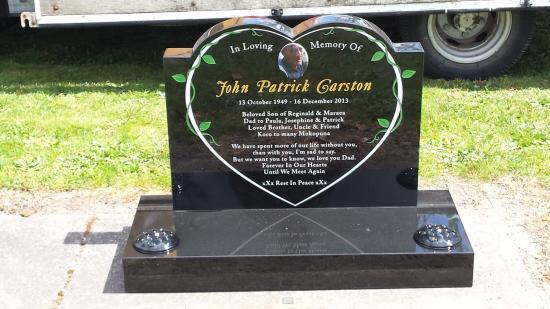 Classic upright headstone in the 'Heart A Single'  shape crafted from granite by Stoneworx - Memorials of Distinction in New Zealand.