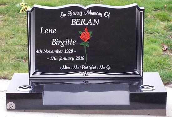 Classic upright headstone in the ‘book’ shape crafted from granite by Stoneworx - Memorials of Distinction in New Zealand.