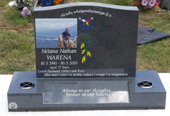 assic upright headstone with low saddle top crafted from granite by Stoneworx - Memorials of Distinction in New Zealand.