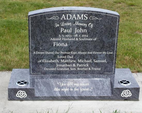 Headstone crafted from granite by Stoneworx - Memorials of Distinction in New Zealand.