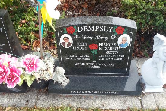 Classic upright headstone with camber shape crafted from granite by Stoneworx - Memorials of Distinction in New Zealand.