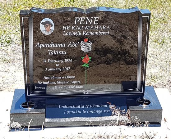 Classic upright headstone in the ‘book’ shape crafted from granite by Stoneworx - Memorials of Distinction in New Zealand.
