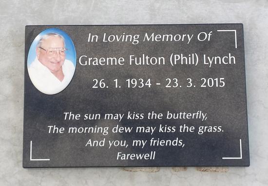 Cremation plaque crafted from granite by Stoneworx - Memorials of Distinction in New Zealand.
