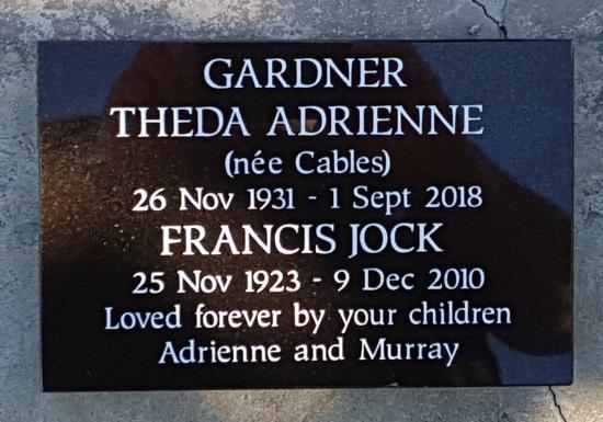 Cremation plaque crafted from granite by Stoneworx - Memorials of Distinction in New Zealand.