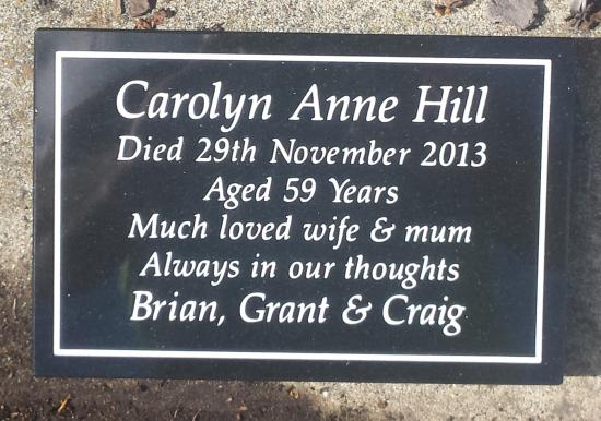 Cremation plaque crafted from granite by Stoneworx - Memorials of Distinction in New Zealand.