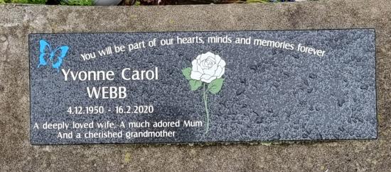 Cremation plaque crafted from granite by Stoneworx - Memorials of Distinction in New Zealand.