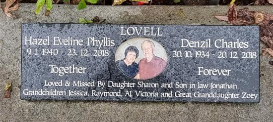 Cremation plaque crafted from granite by Stoneworx - Memorials of Distinction in New Zealand.