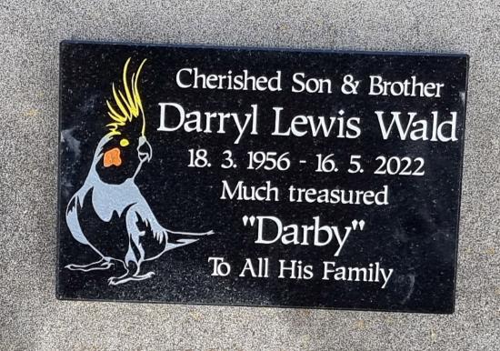 Cremation plaque crafted from granite by Stoneworx - Memorials of Distinction in New Zealand.