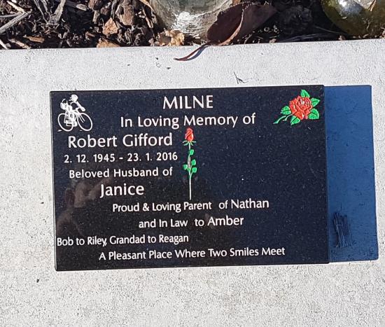 Cremation plaque crafted from granite by Stoneworx - Memorials of Distinction in New Zealand.