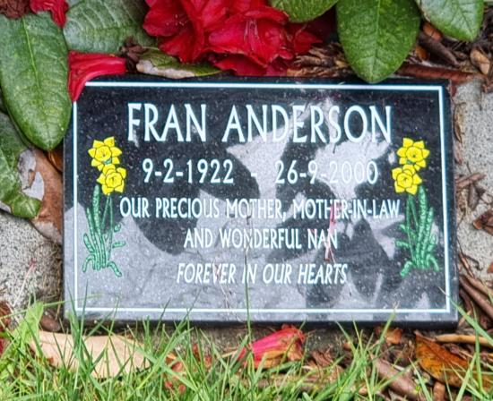 Cremation plaque crafted from granite by Stoneworx - Memorials of Distinction in New Zealand.