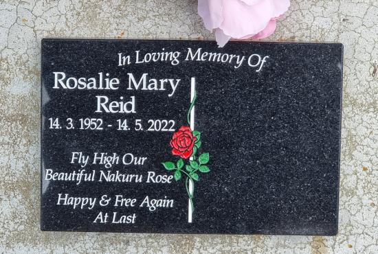 Cremation plaque crafted from granite by Stoneworx - Memorials of Distinction in New Zealand.