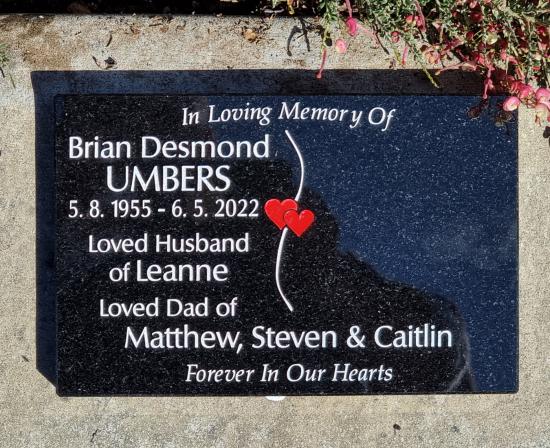 Cremation plaque crafted from granite by Stoneworx - Memorials of Distinction in New Zealand.