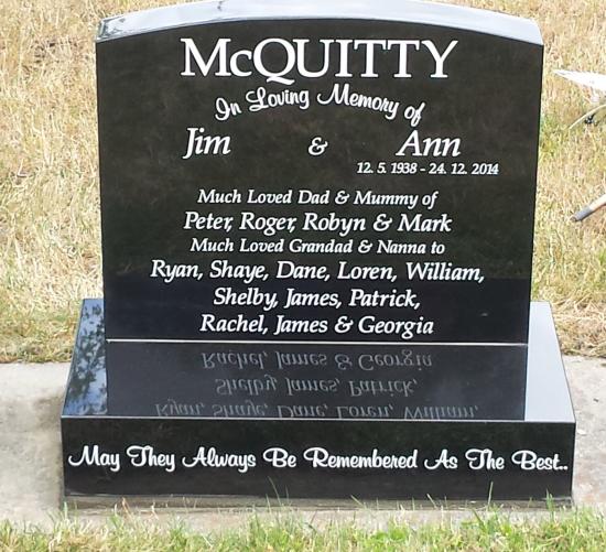 Headstone crafted from granite by Stoneworx - Memorials of Distinction in New Zealand.
