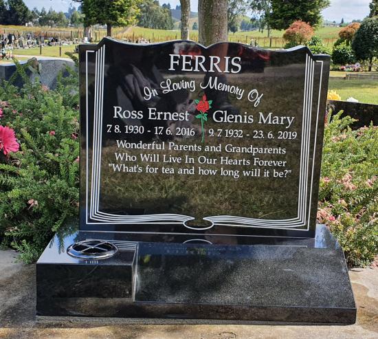 Headstone crafted from granite by Stoneworx - Memorials of Distinction in New Zealand.